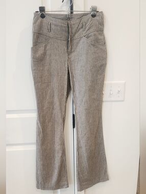 Sundance Striped Gray and White Wide-Leg Jeans